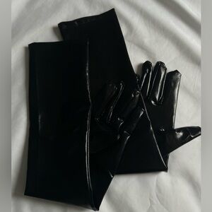 Faux leather gloves